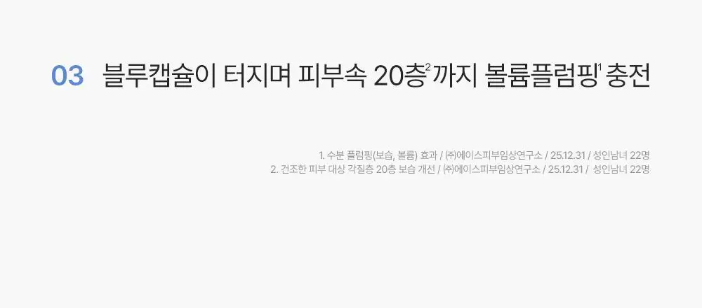 [피부볼륨 플럼핑효과/피부수분 20겹개선] 피캄 PDRN 카페인 블루캡슐 11 세럼 30ml 상세페이지 30